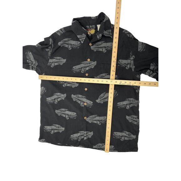 CARIBBEAN Classic Car Design 100% Silk Button Up Large - Picture 6 of 8